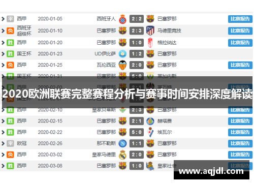 2020欧洲联赛完整赛程分析与赛事时间安排深度解读