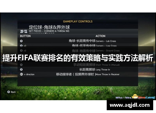 提升FIFA联赛排名的有效策略与实践方法解析